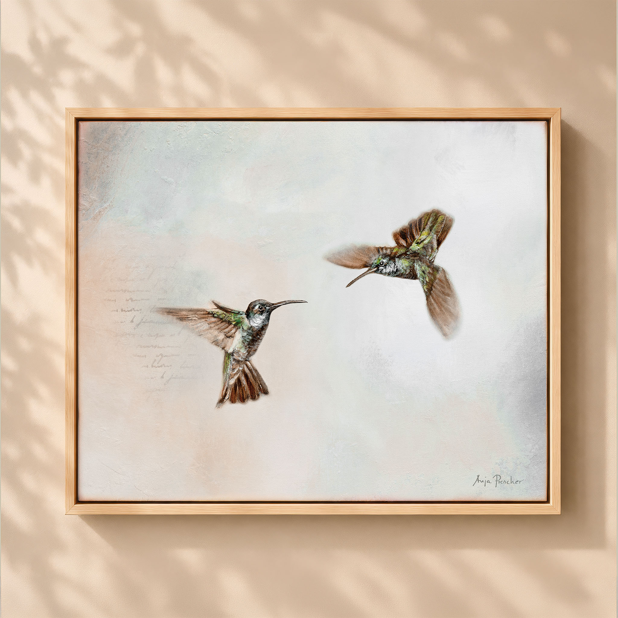 Soft Blue Hummingbird Canvas Print & Paper Wall Art | Coastal